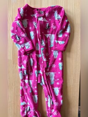 Carter's Pink Snowman Fleece Footed Pajamas